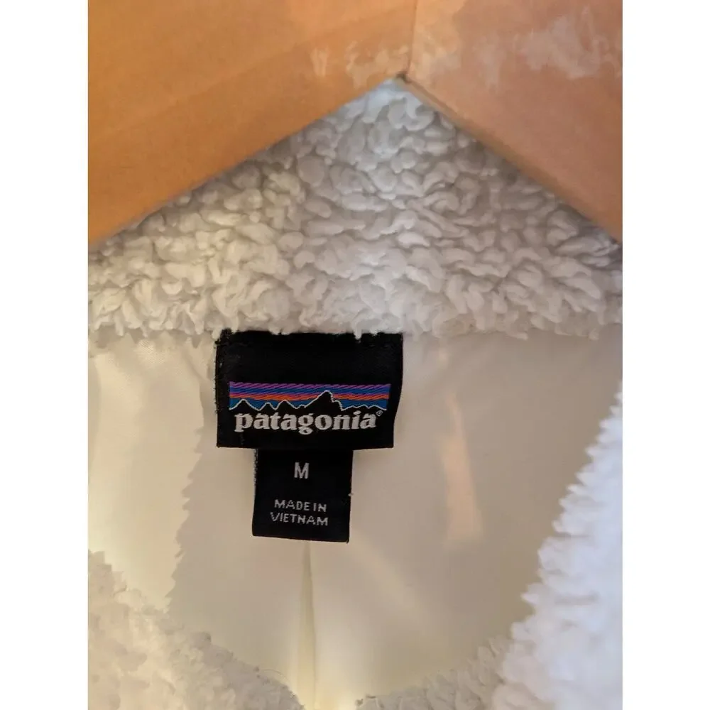 Patagonia Los Gatos Fleece Vest Cream White Full Zip Sherpa Women's Medium